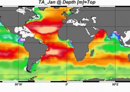 Figure 22a top Surface alkalinity open seas January