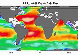 Figure 23 Surface salinity open seas July